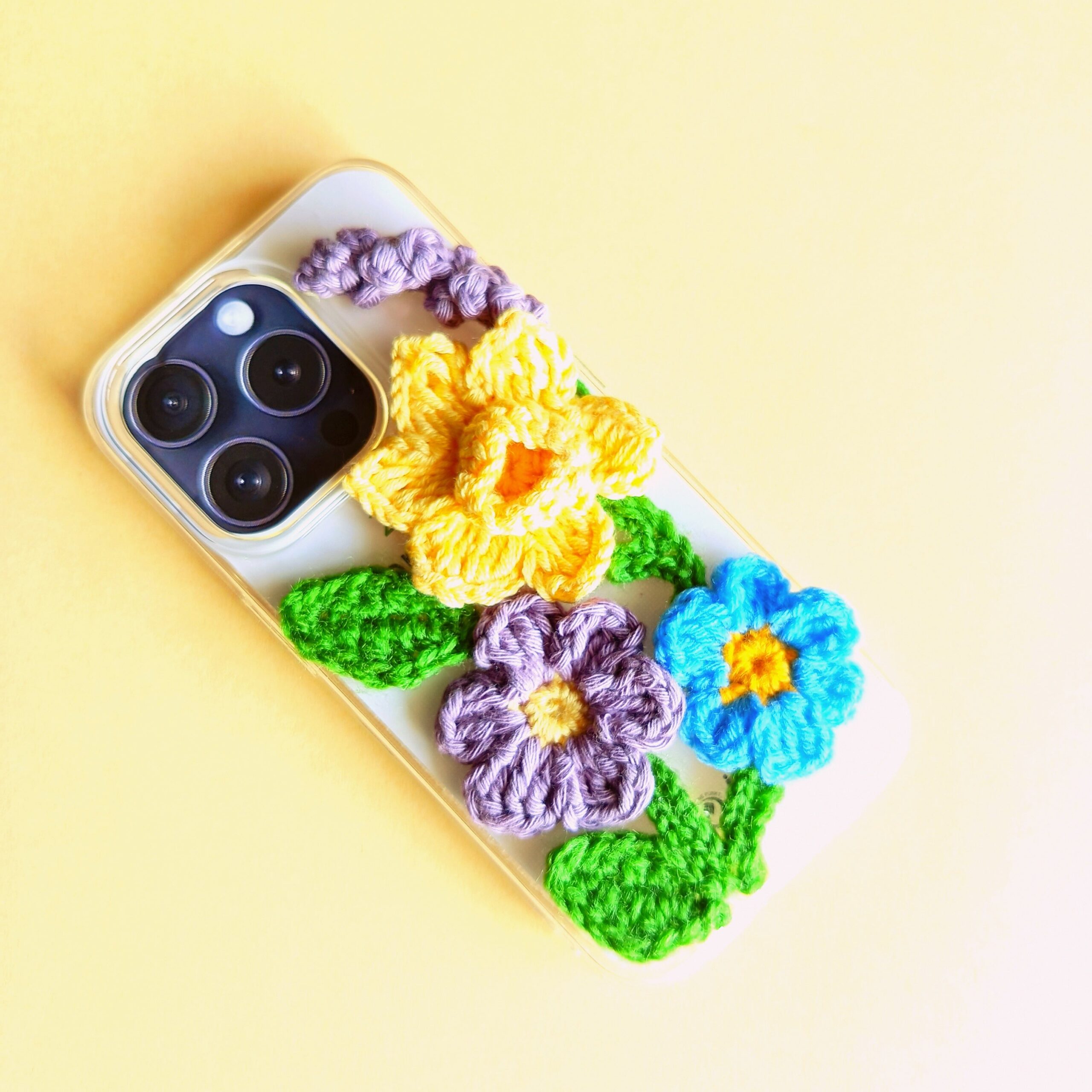 Handmade Iphone Crochet Transparent Phone covers | Floral Design Handcrafted mobile covers for iphone 17, iphone 16, iphone 15
