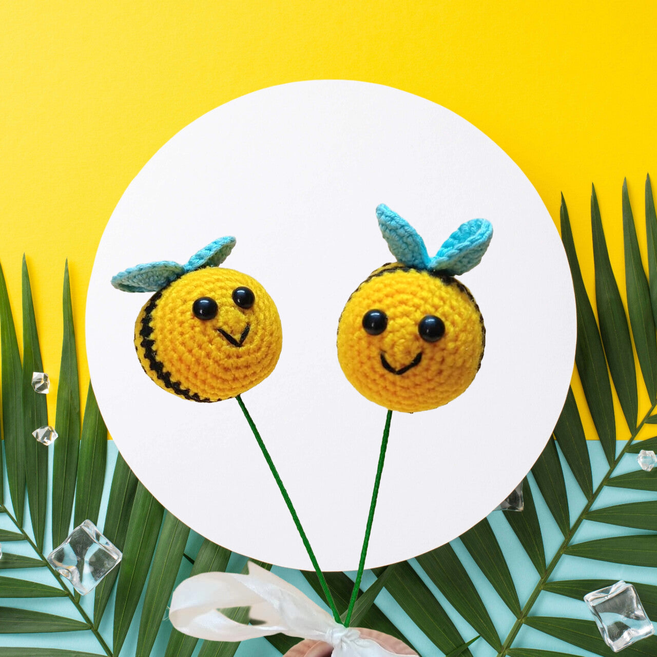 Handmade crochet bee sticks (set of 2) Gifting and home décor—giftable for birthdays, baby showers, and more