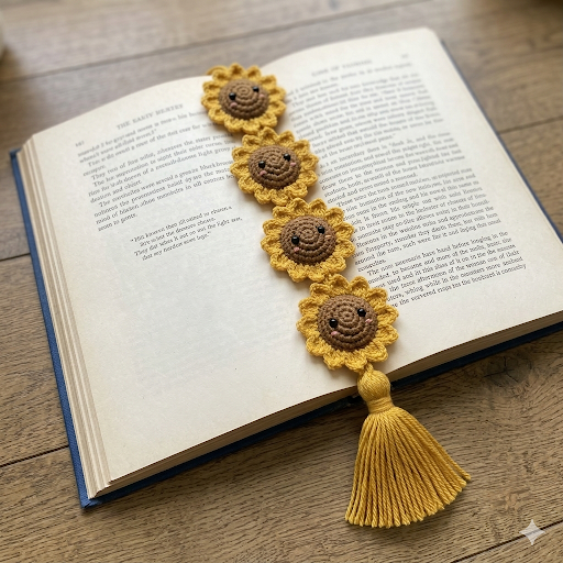 5-Flower Sunflower Premium Bookmark